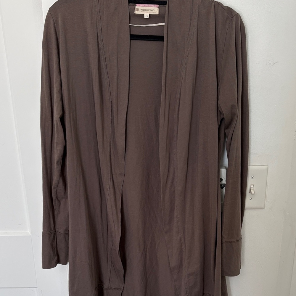 Indigenous Taupe Open Cardigan